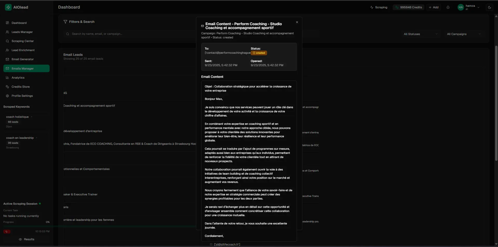 Screenshot 1 of AIOleads - AI-Powered Lead Generation