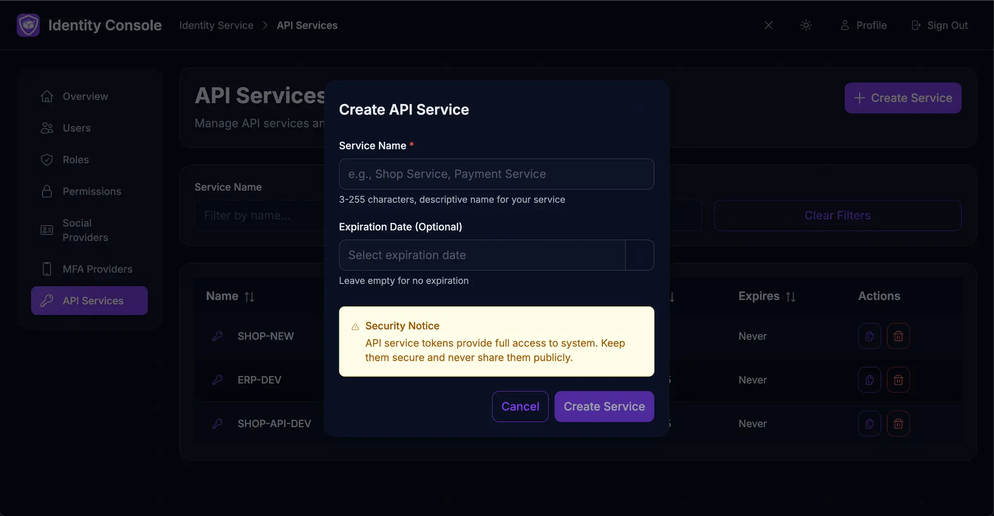 Screenshot 1 of EcomShape Identity — User Management