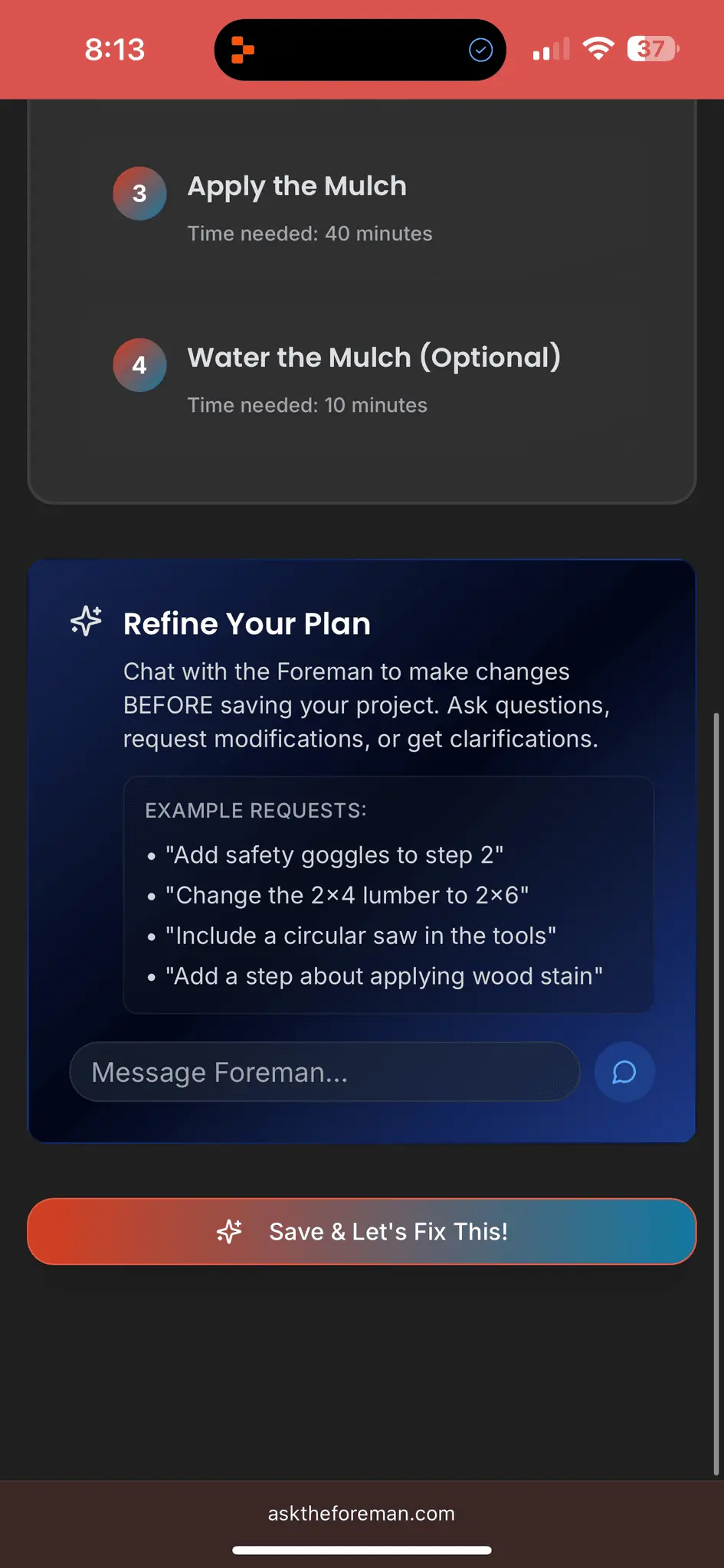 Screenshot 3 of AskForeman - AI Project Planner for DIY