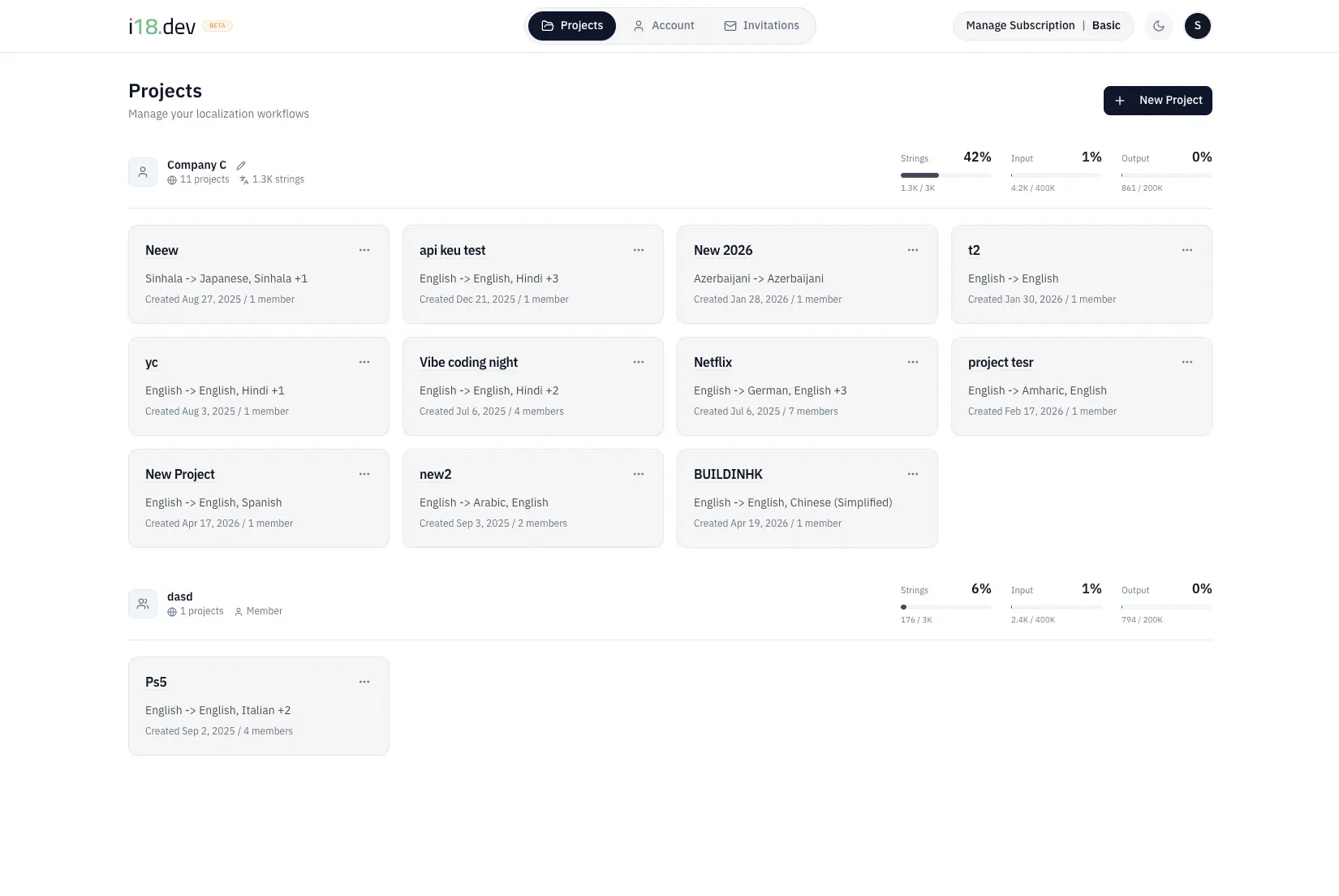 Screenshot 1 of i18.dev Localization Platform