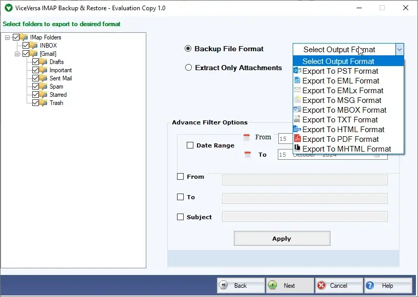 Screenshot 5 of ViceVersa IMAP Backup & Restore Software