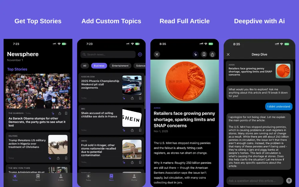 Screenshot 2 of Newspheres App