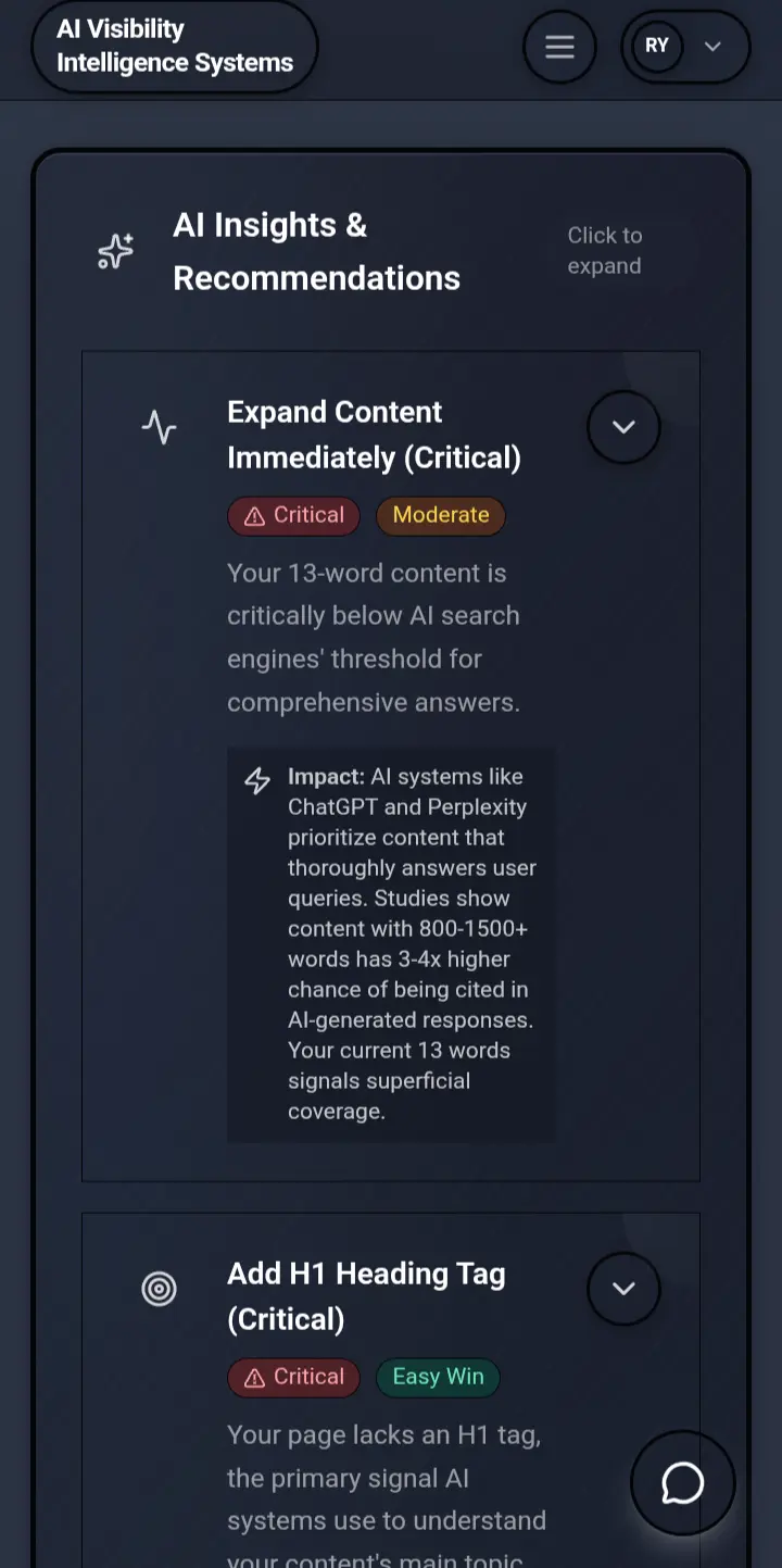 Screenshot 2 of Ai Visibility Intelligence System 