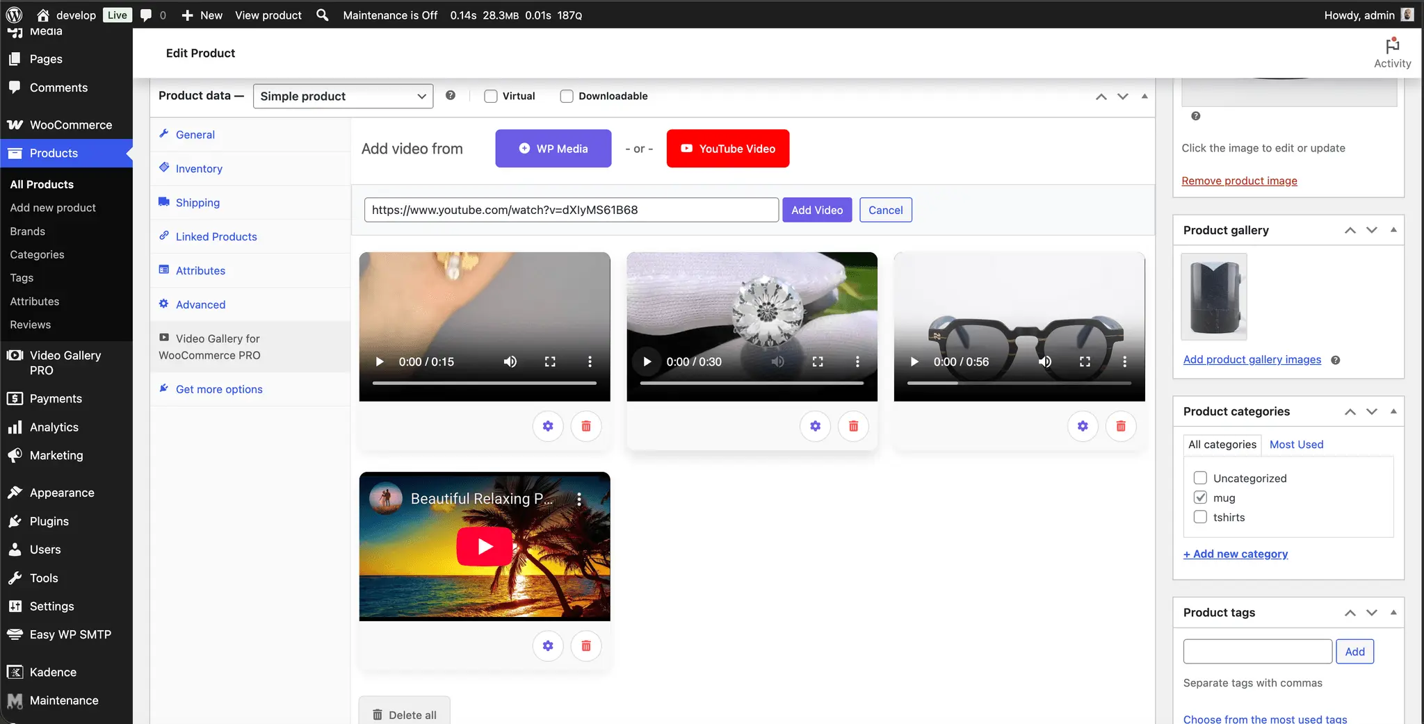 Screenshot 4 of Video Gallery for WooCommerce