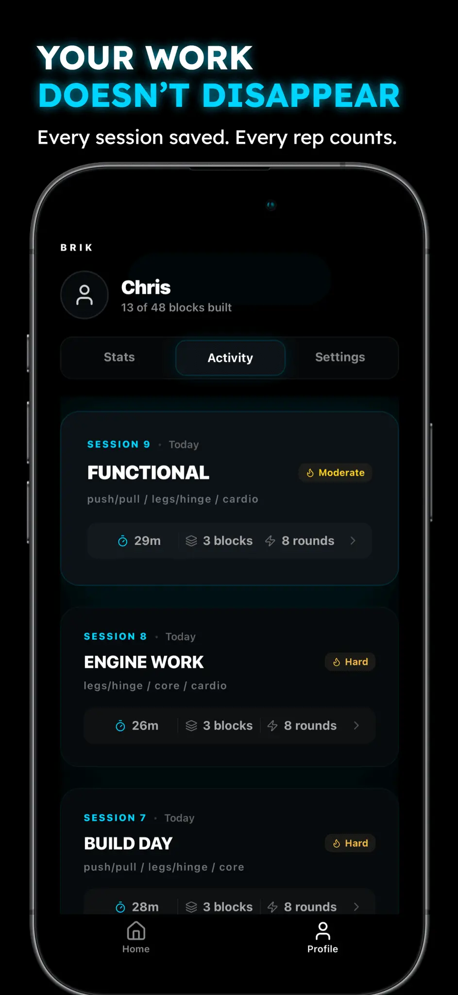 Screenshot 3 of BRIK — HIIT & Hyrox Workout Generator