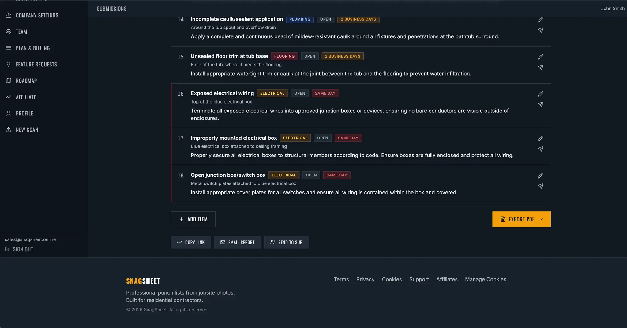 Screenshot 4 of SnagSheet