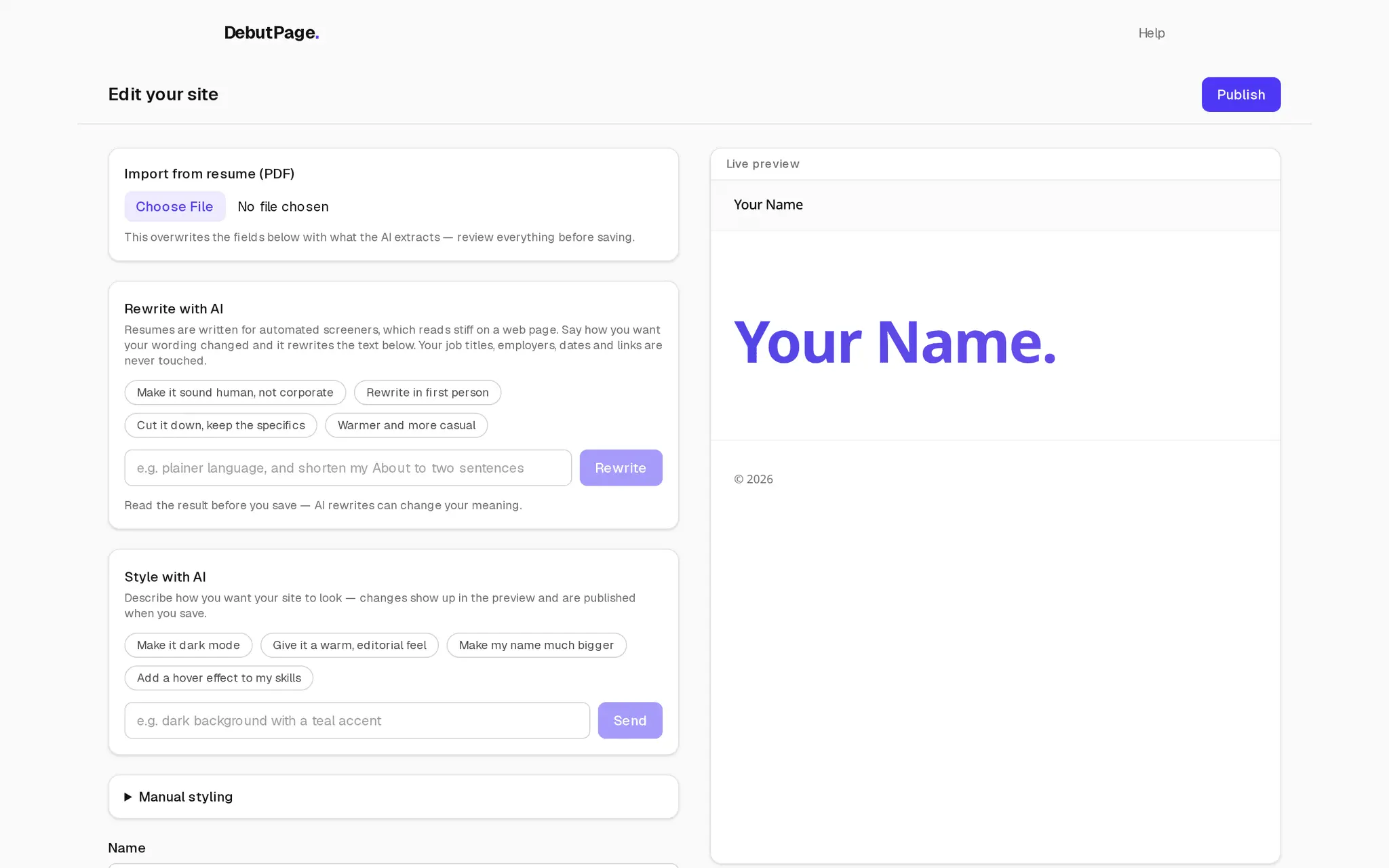 Screenshot 3 of DebutPage