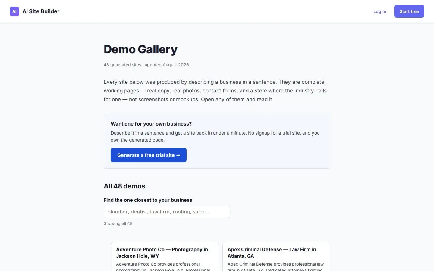 Screenshot 2 of AI Site Builder