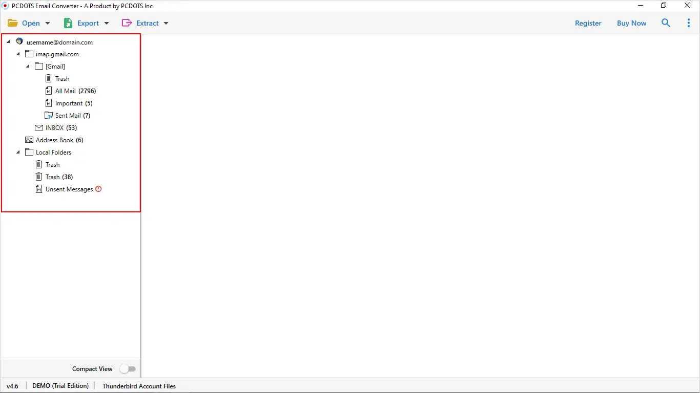Screenshot 1 of PCDOTS Thunderbird Converter