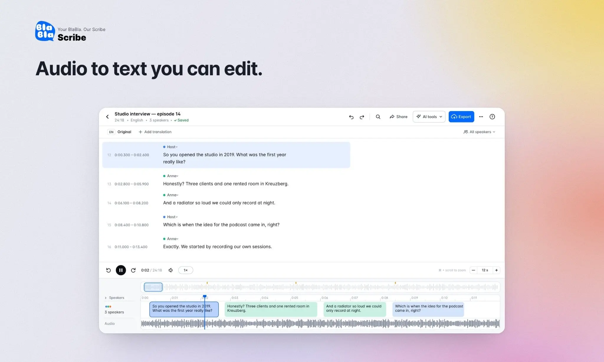 Screenshot 1 of BlaBlaScribe – Transcription & Subtitles