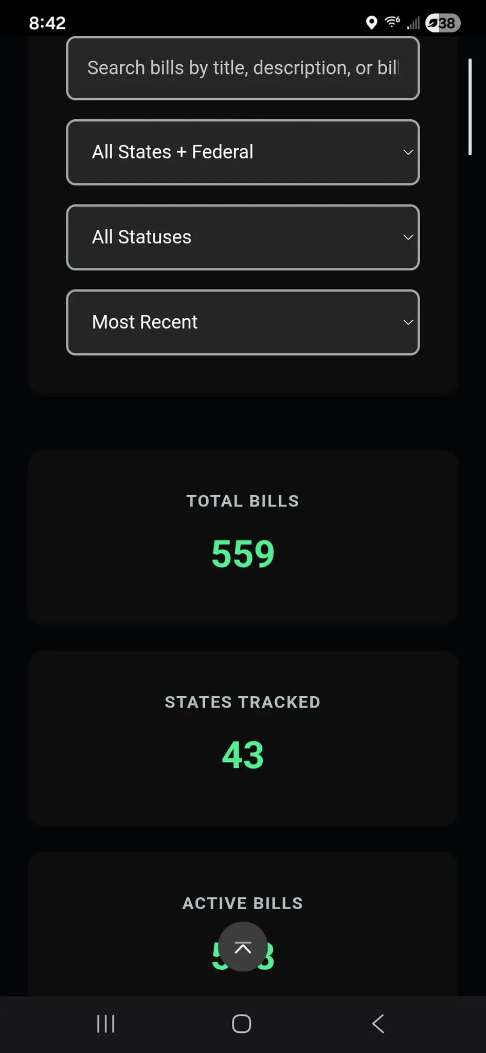 Screenshot 3 of Cannabis Legislation Tracker