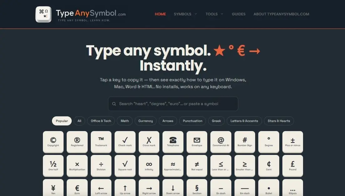Screenshot 2 of TypeAnySymbol