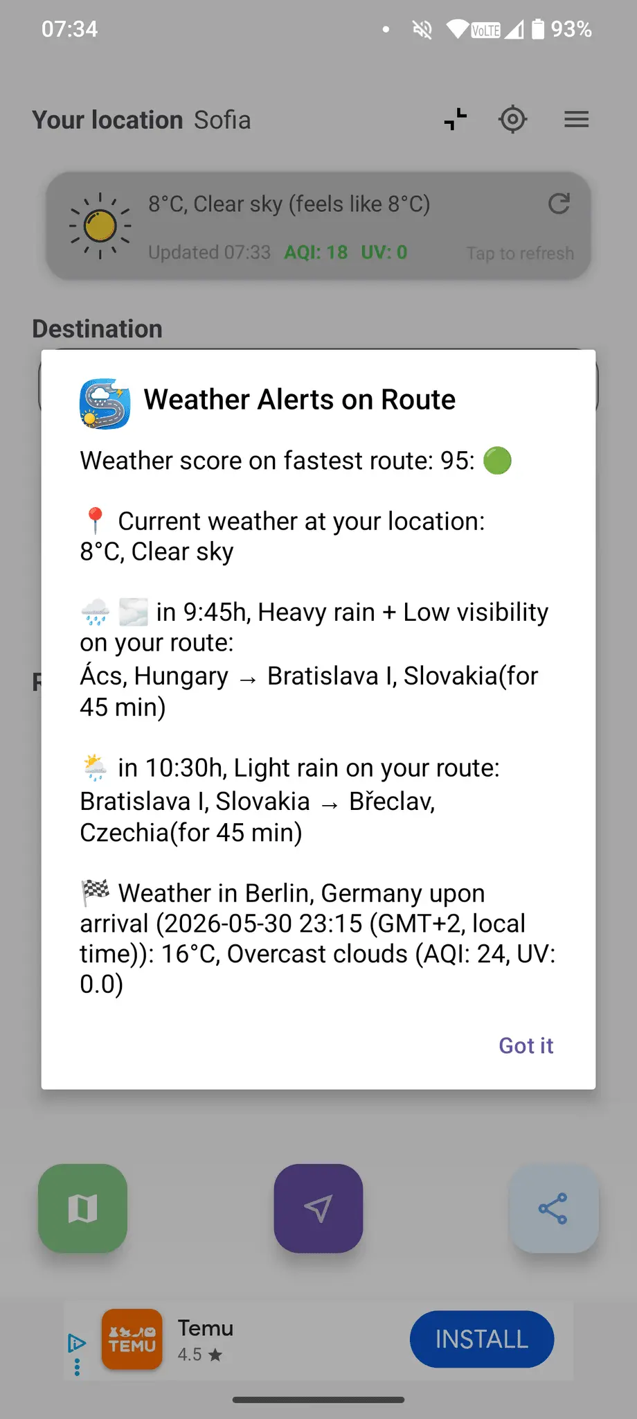 Screenshot 2 of WeatherRoute: Safer Navigation