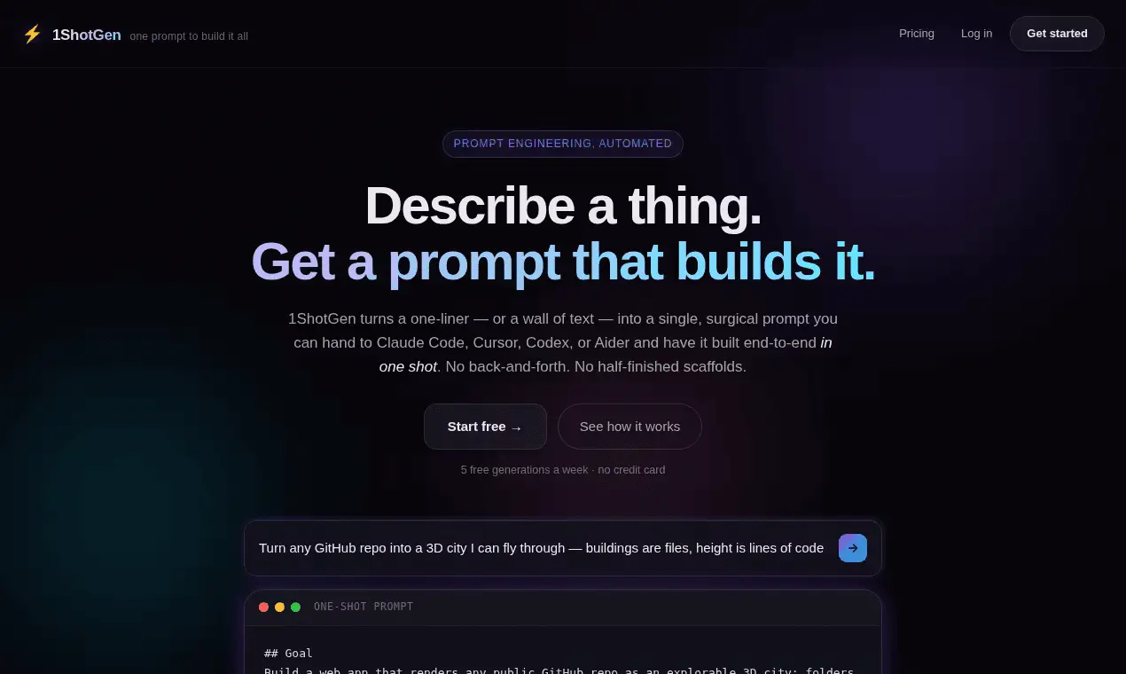 Screenshot 1 of 1ShotGen