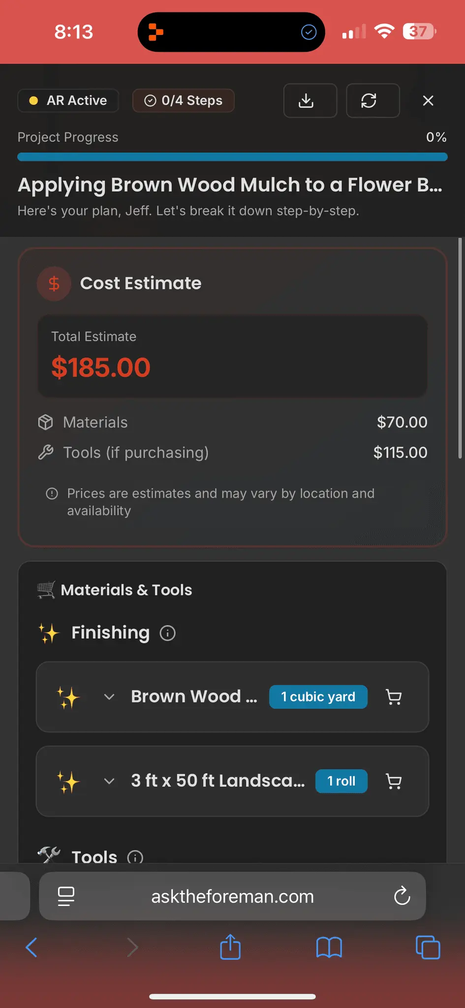 Screenshot 4 of AskForeman - AI Project Planner for DIY