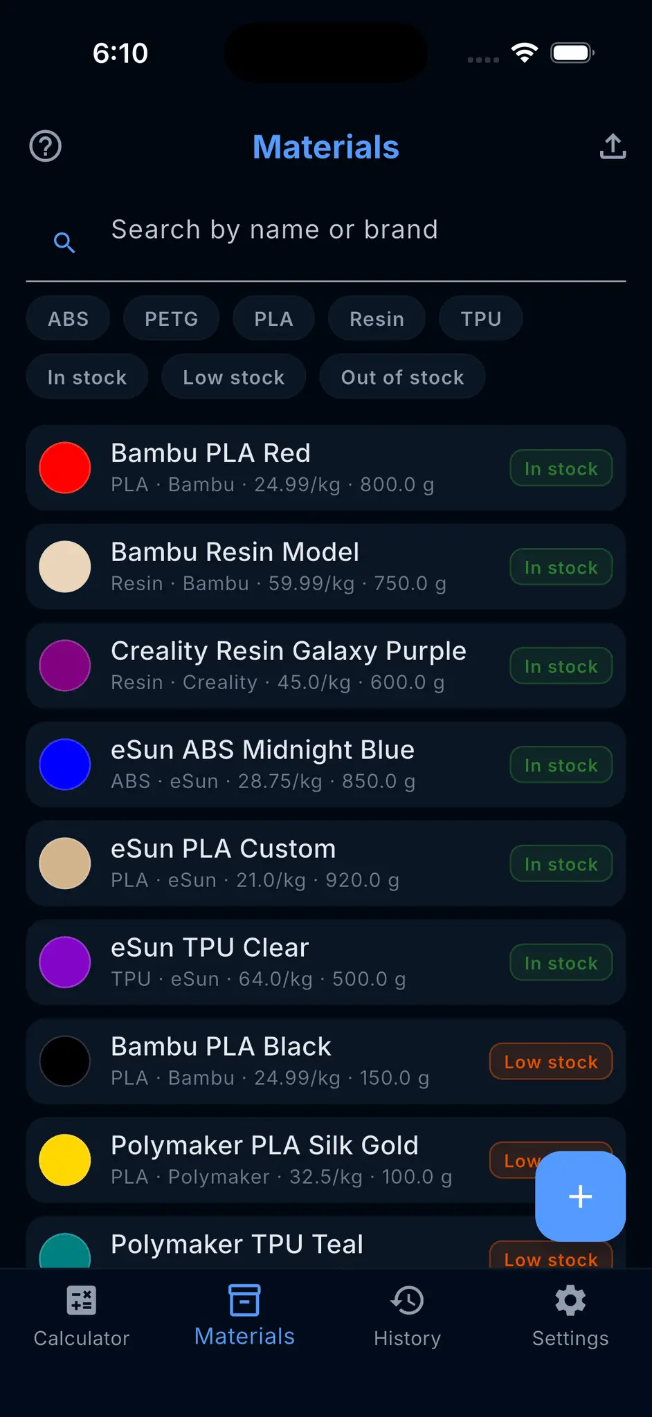 Screenshot 6 of 3D Print Cost Calculator