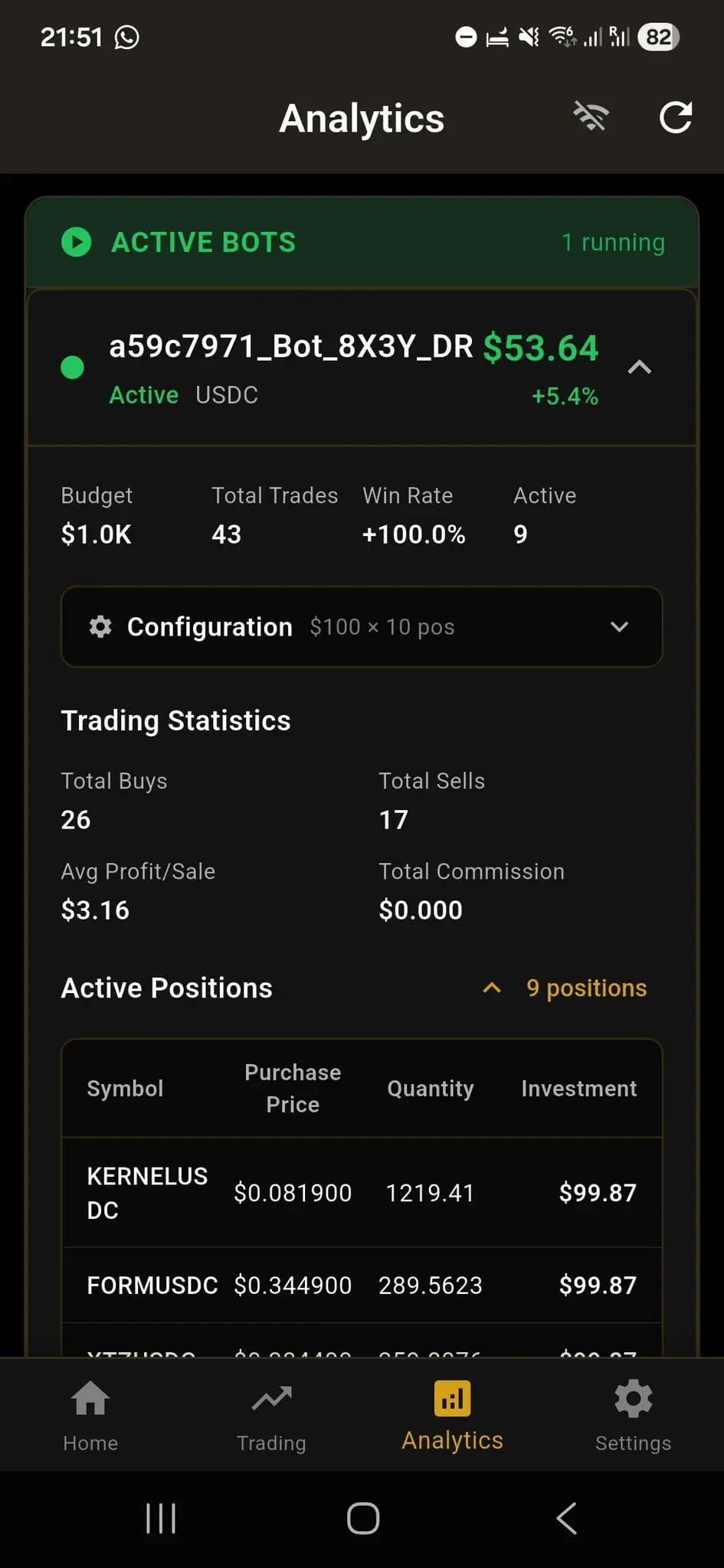Screenshot 1 of IOI Automated Crypto Trading Bot