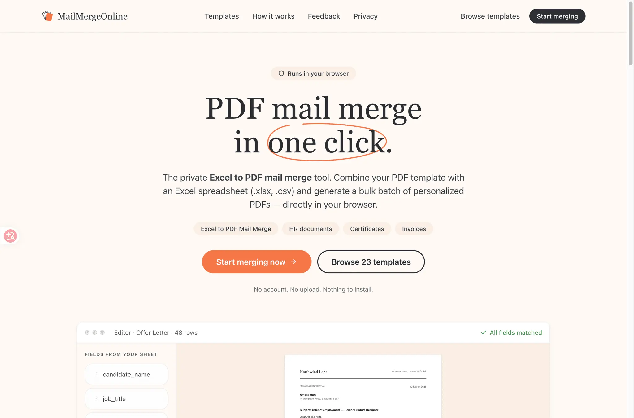 Screenshot 1 of PDF Mail Merge Online