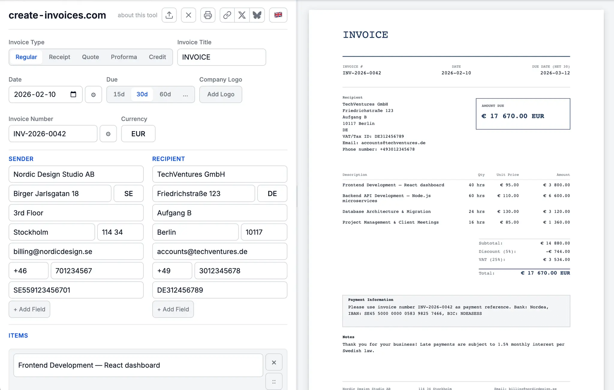 Screenshot 1 of create-invoices.com