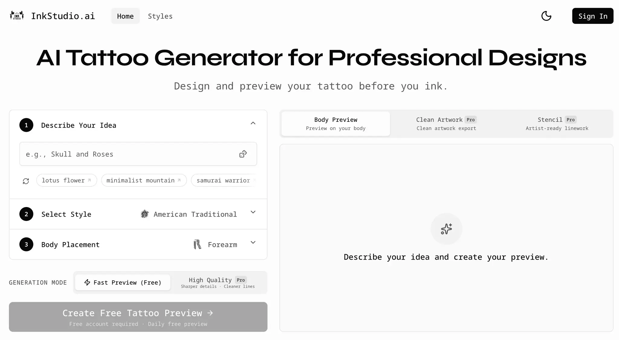 Screenshot 1 of InkStudio.ai