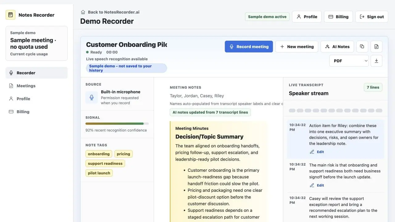 Screenshot 1 of Notes Recorder