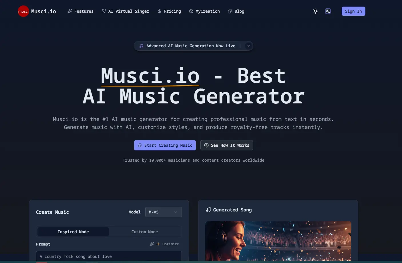 Screenshot 1 of Musci.io - Best AI Music Generator | Cre