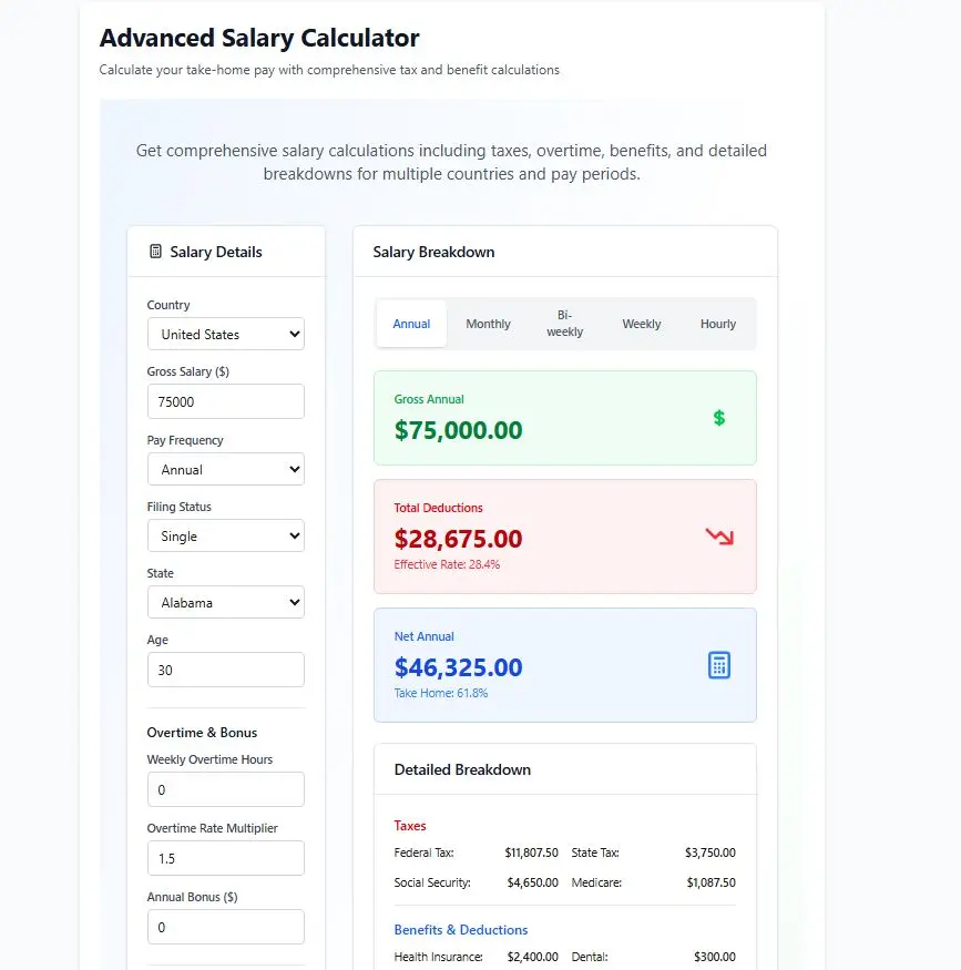 Screenshot 1 of Advanced Salary Calculator