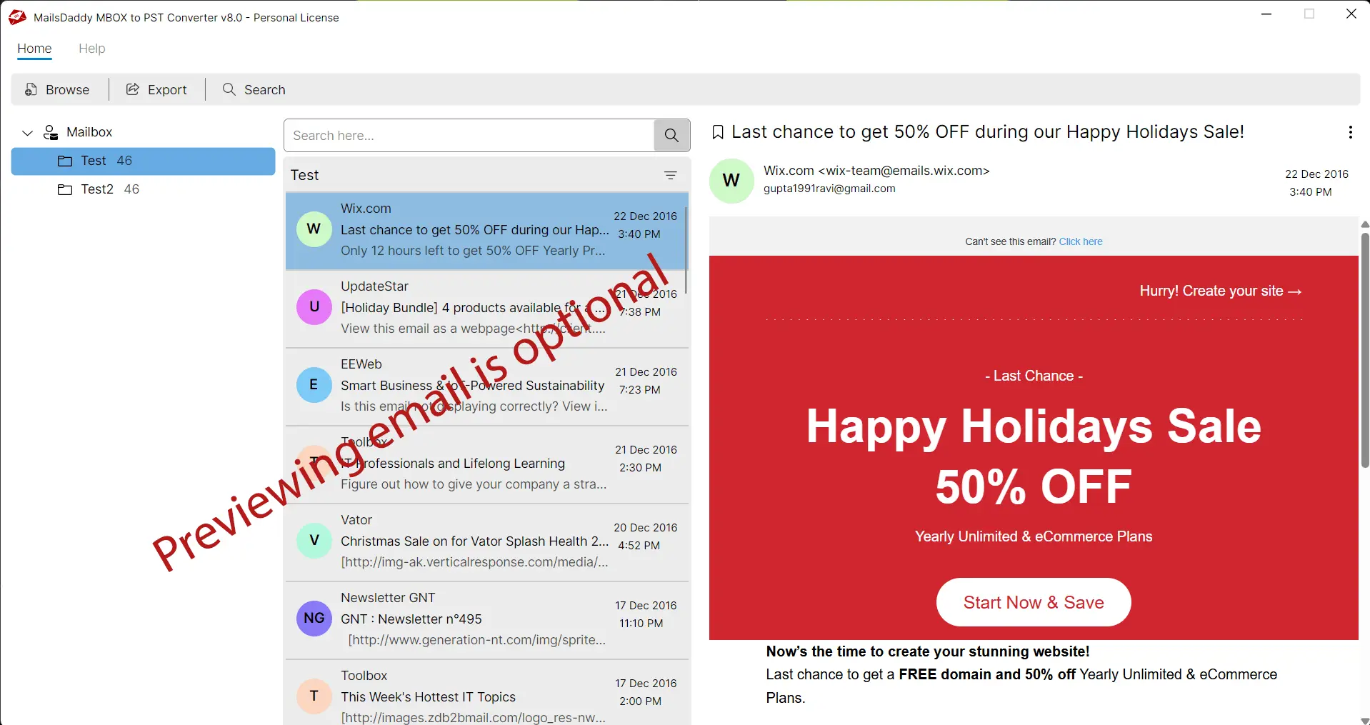 Screenshot 3 of MBOX to PST Converter Tool