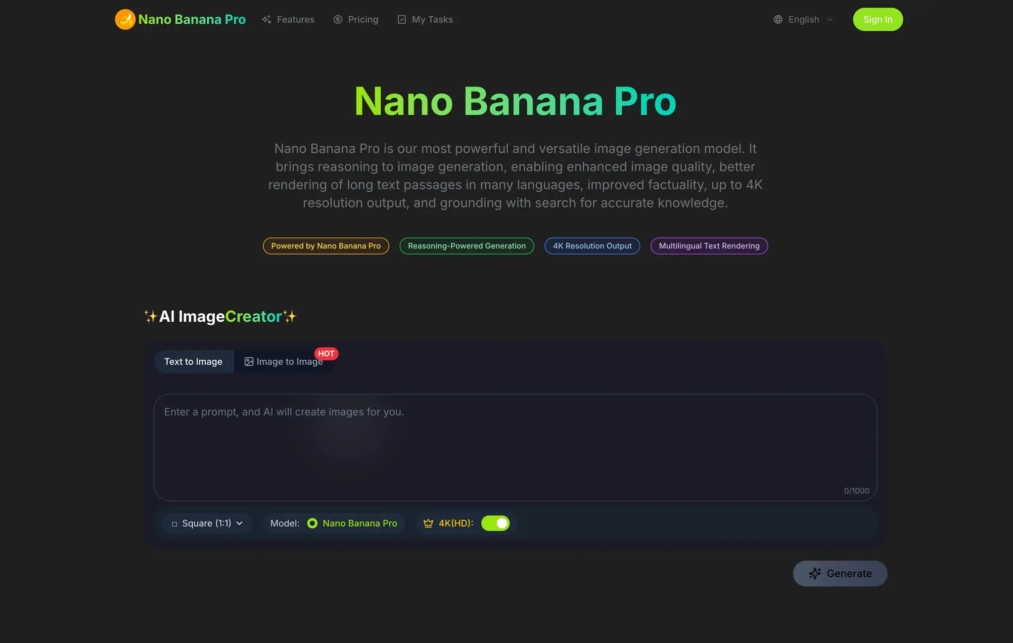 Screenshot 1 of Nano Banana Pro: 4K AI Image Generator
