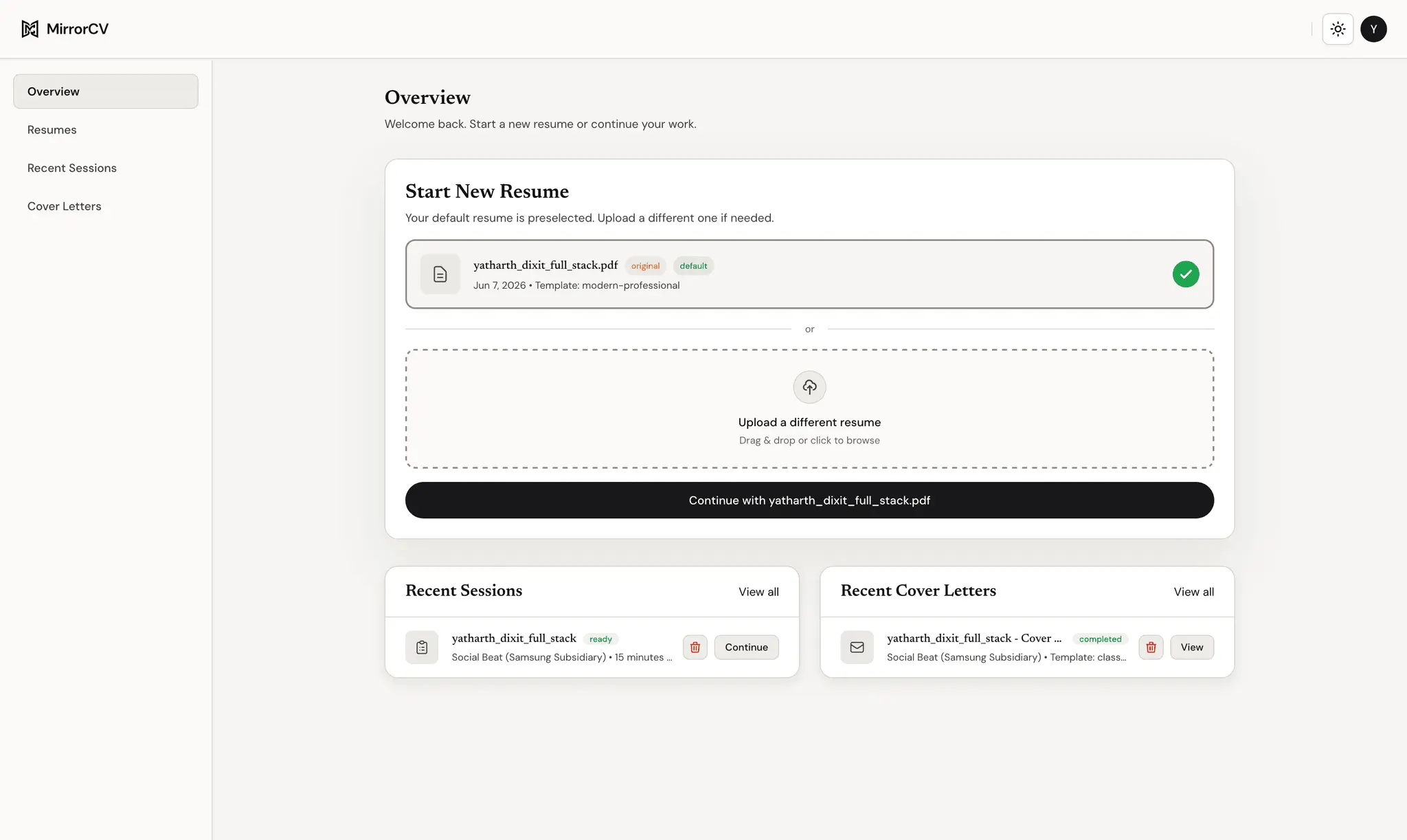Screenshot 5 of MirrorCV AI Resume Optimizer