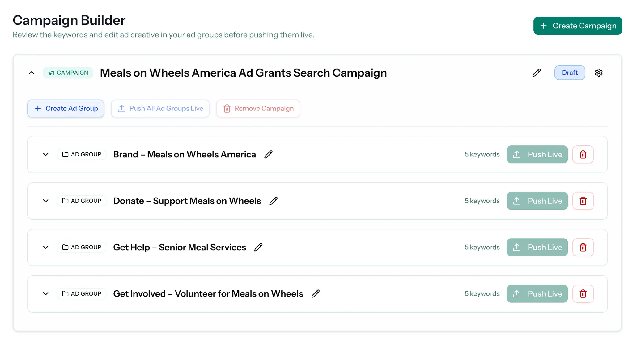 Screenshot 1 of Ad Grants Pilot