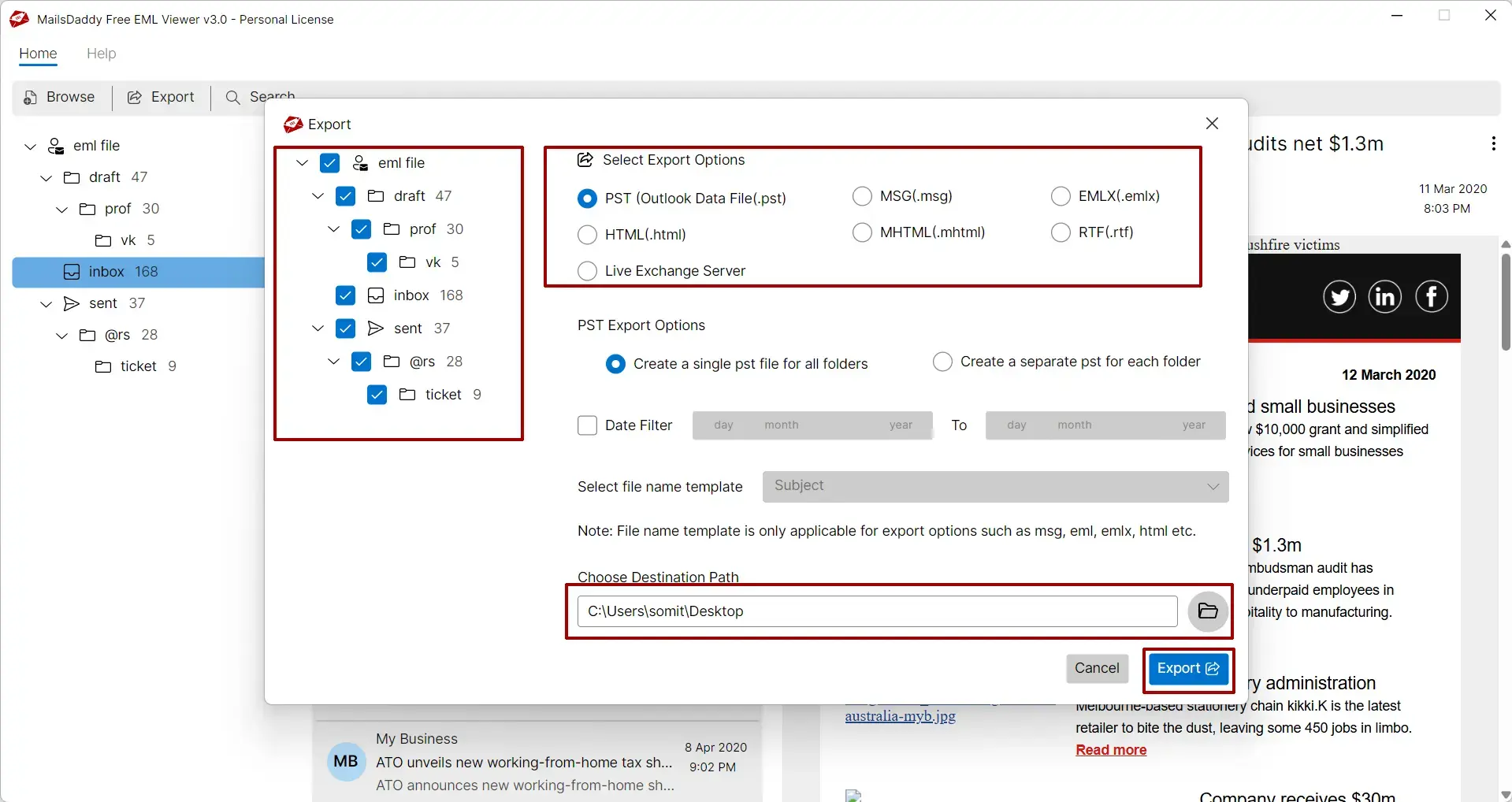 Screenshot 3 of Free EML Viewer Tool