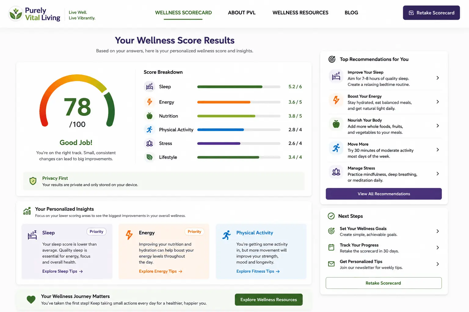 Screenshot 3 of PVL Wellness Scorecard