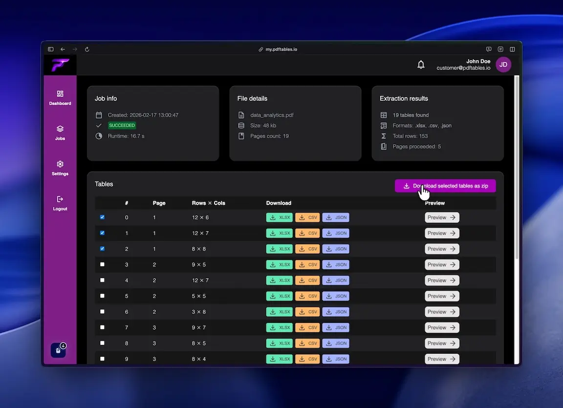 Screenshot 8 of pdftables.io