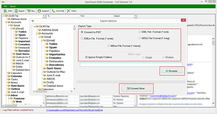 Screenshot 2 of GainTools OLM Converter Tool