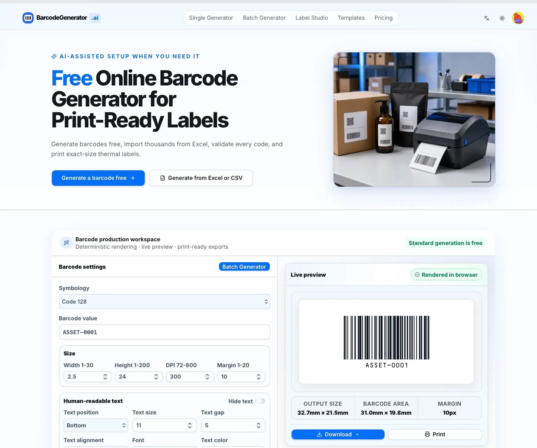 Screenshot 1 of BarcodeGenerator.ai