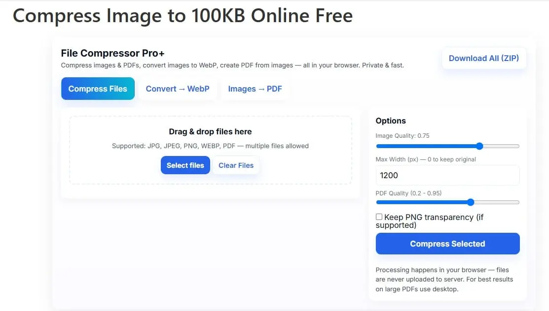 Screenshot 1 of Compress Image to 100KB Online Free