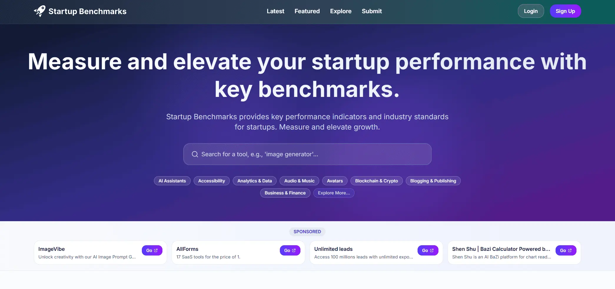 Screenshot 1 of Startup Benchmarks