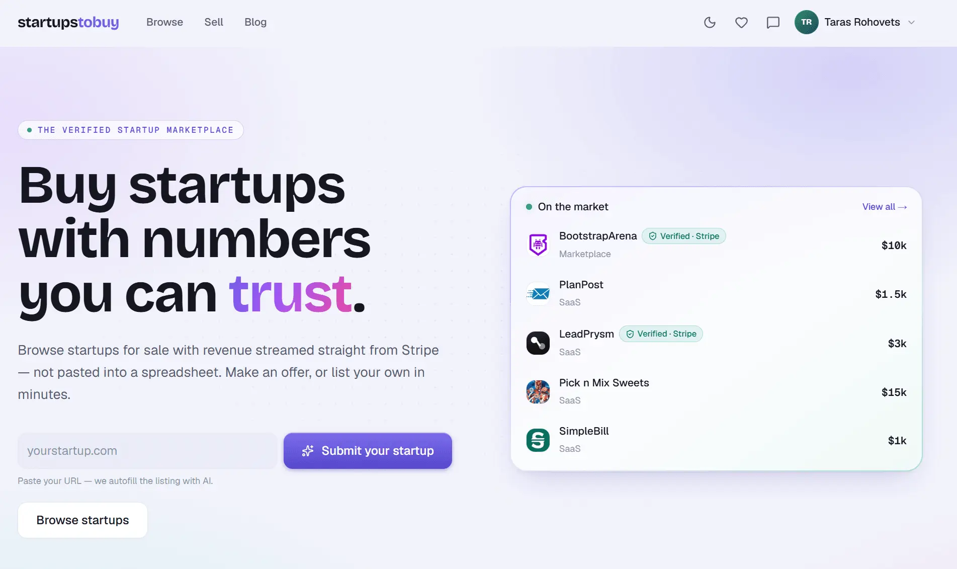 Screenshot 1 of startupstobuy