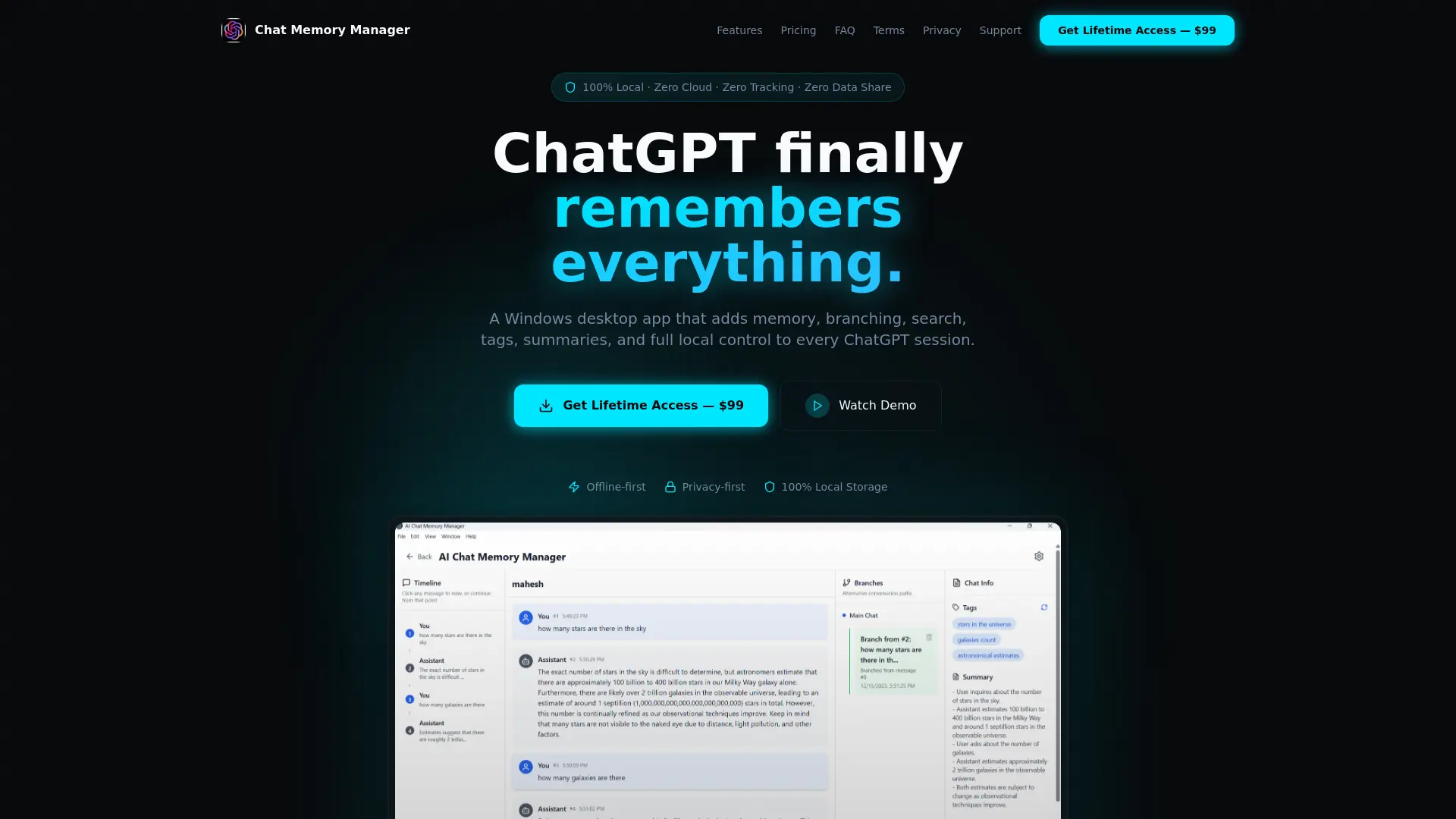 Screenshot 1 of Chat Memory Manager - 
