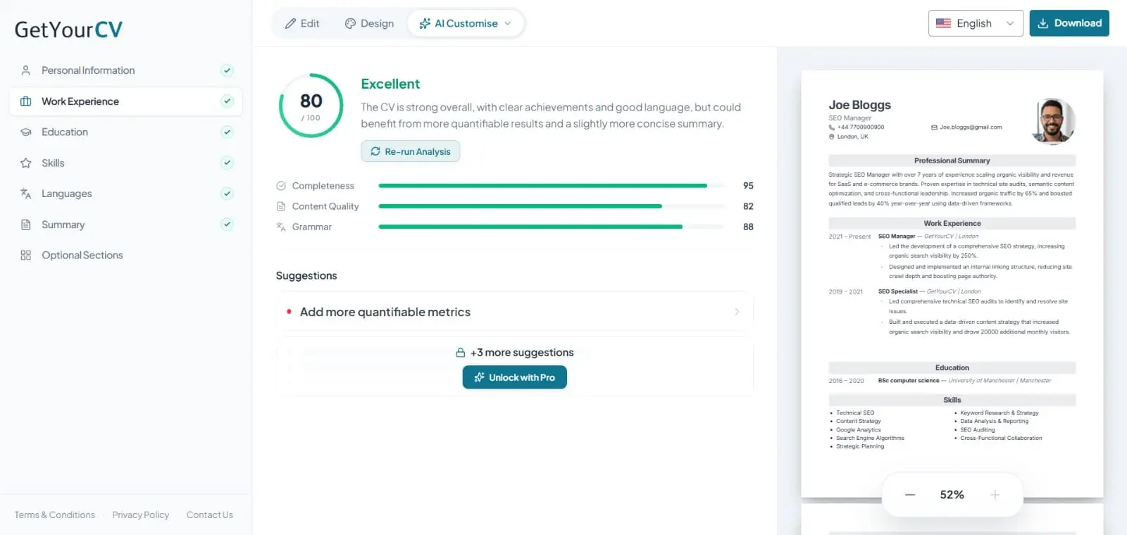 Screenshot 1 of GetYourCV
