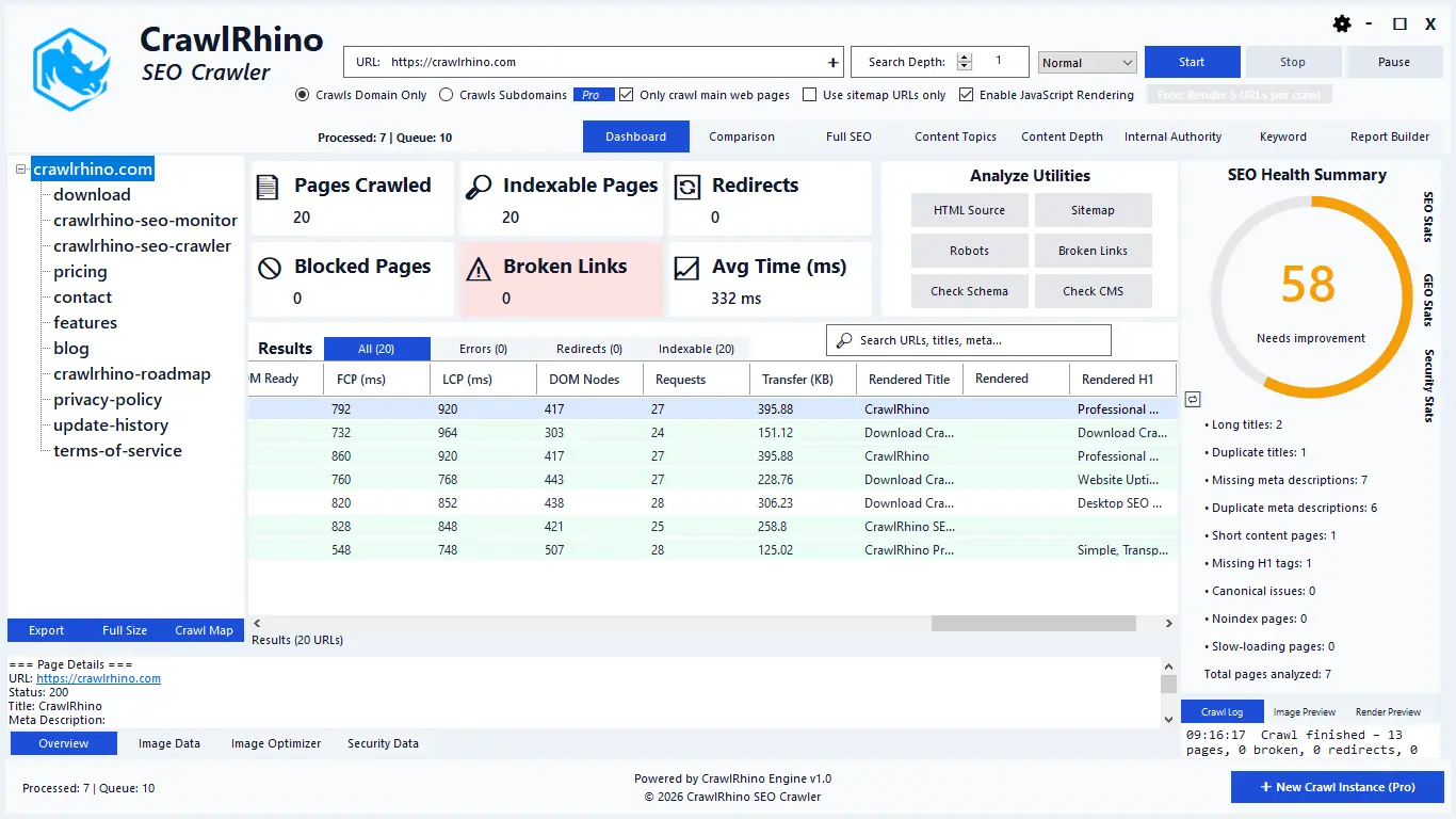 Screenshot 2 of CrawlRhino SEO Crawler