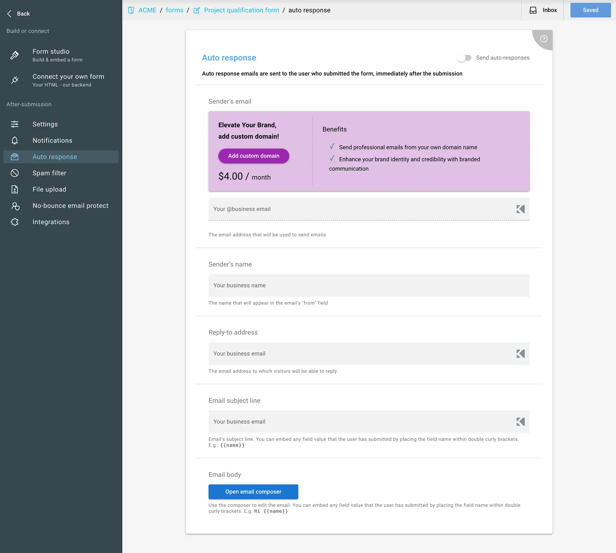 Screenshot 3 of AI form builder for devs and agencies