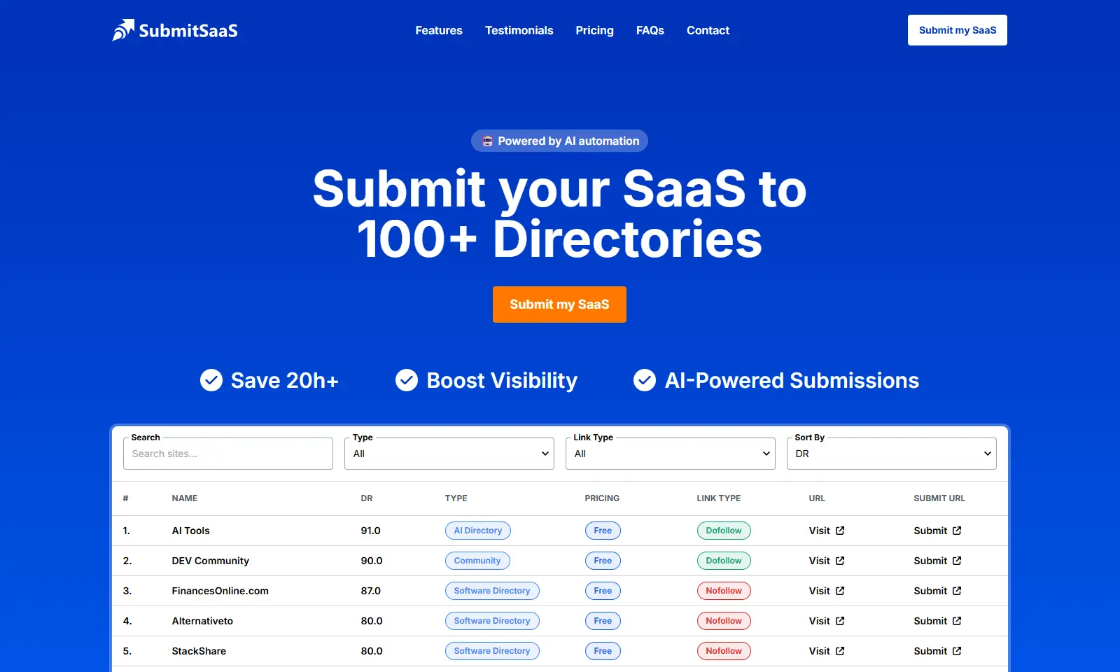 Screenshot 1 of SubmitSaaS