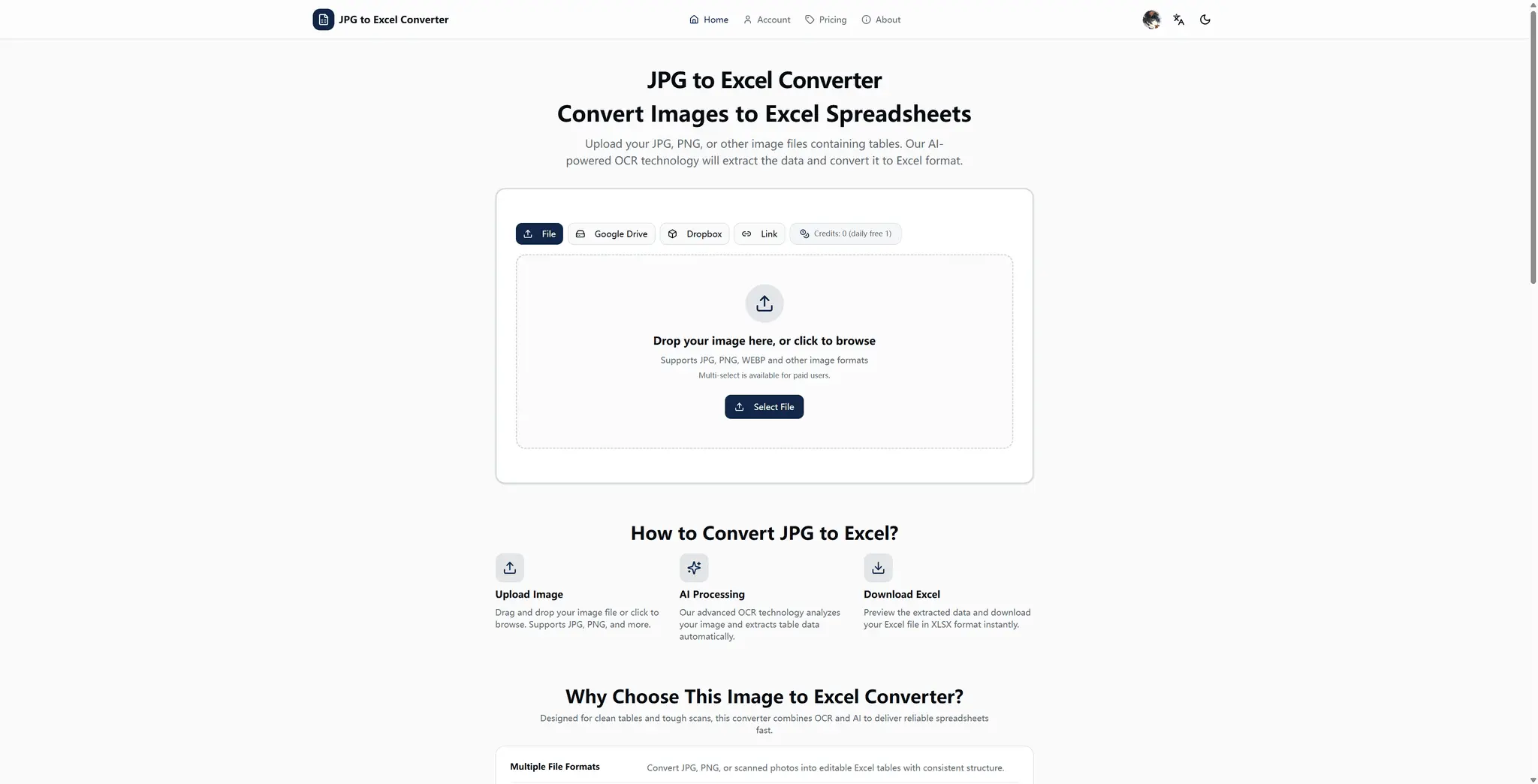 Screenshot 1 of JPG to Excel Converter