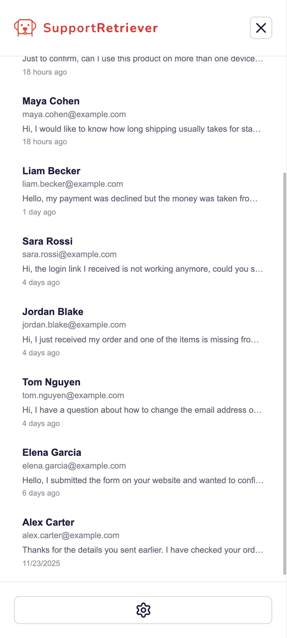 Screenshot 1 of SupportRetriever - Customer support