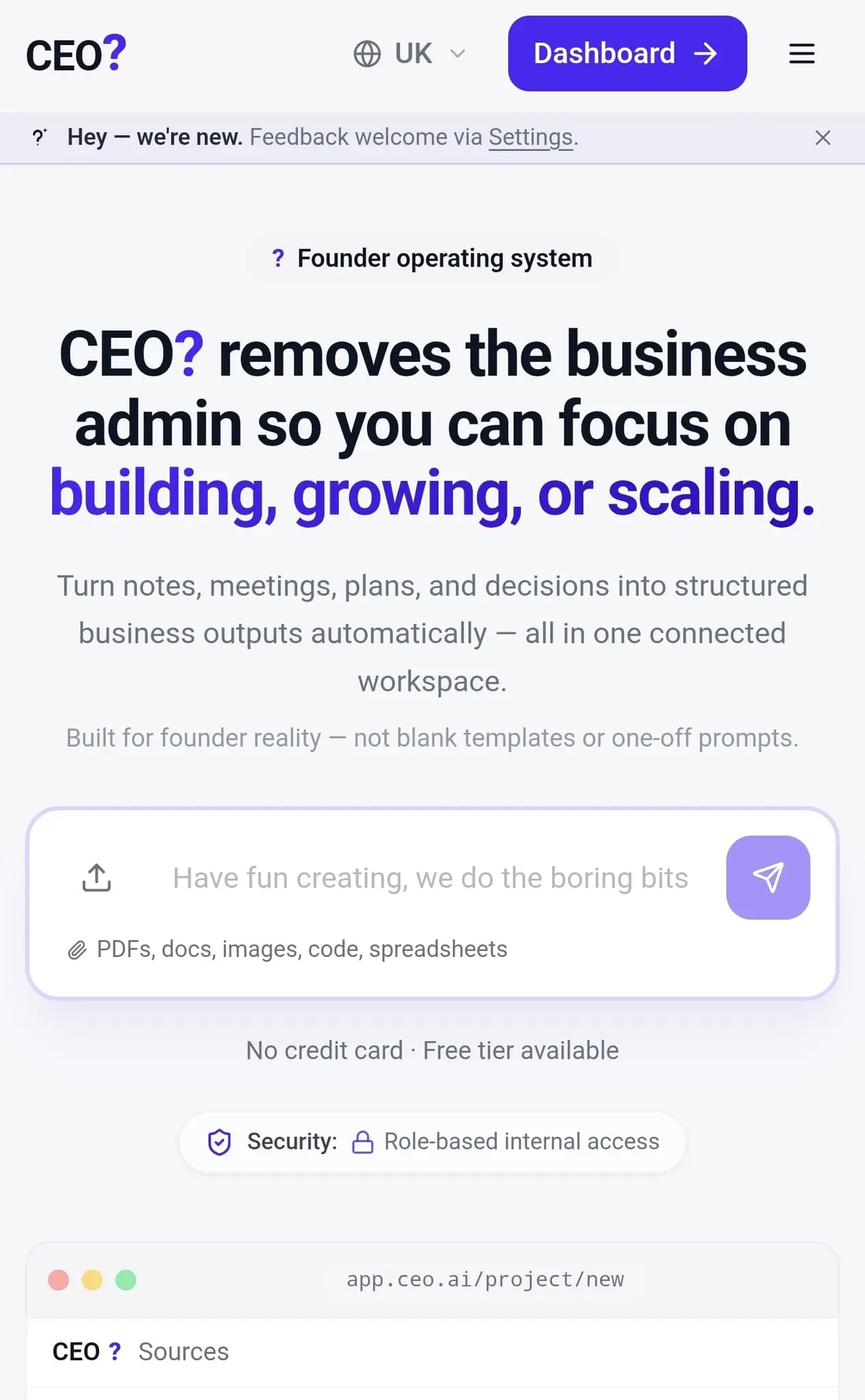 Screenshot 2 of CEO? - Your AI Co-founder
