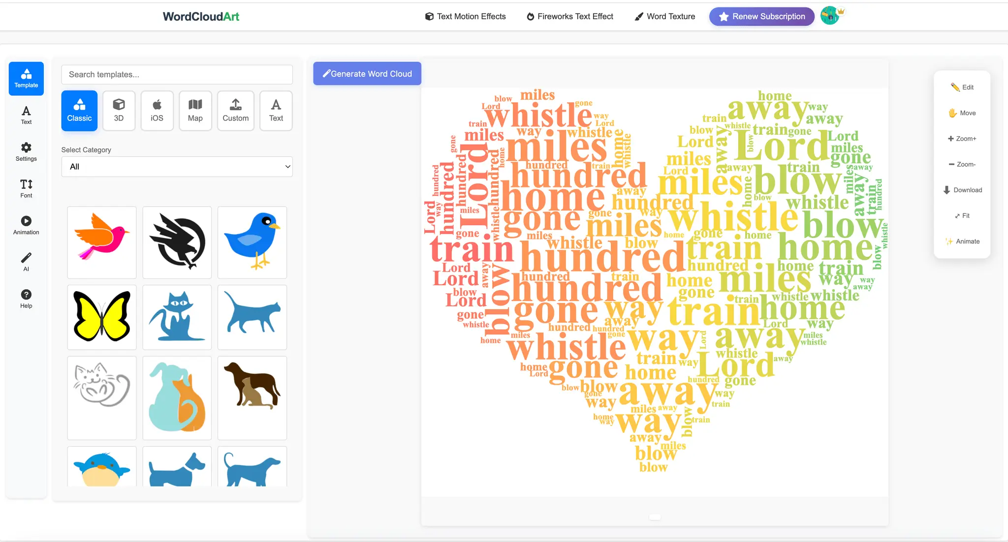 Screenshot 1 of Wordcloud.art