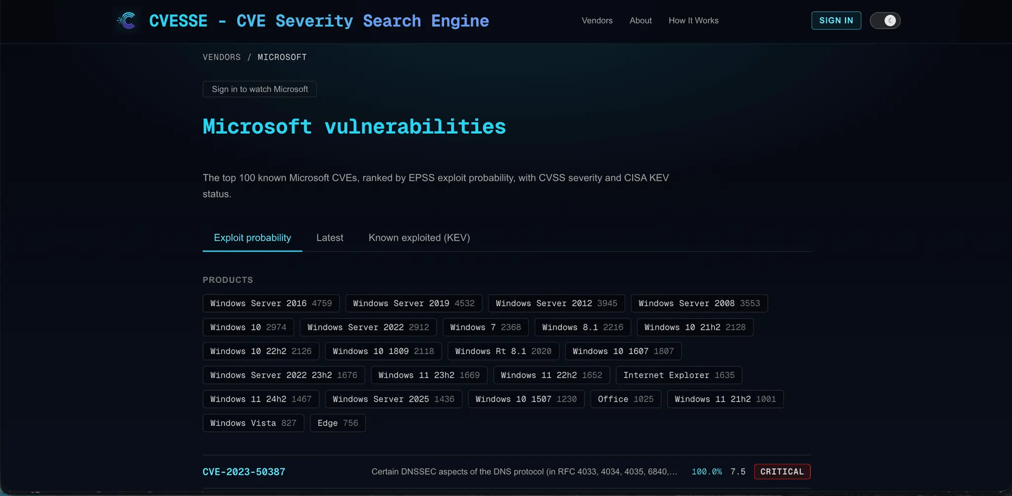 Screenshot 7 of CVESSE - CVE Severity Search Engine