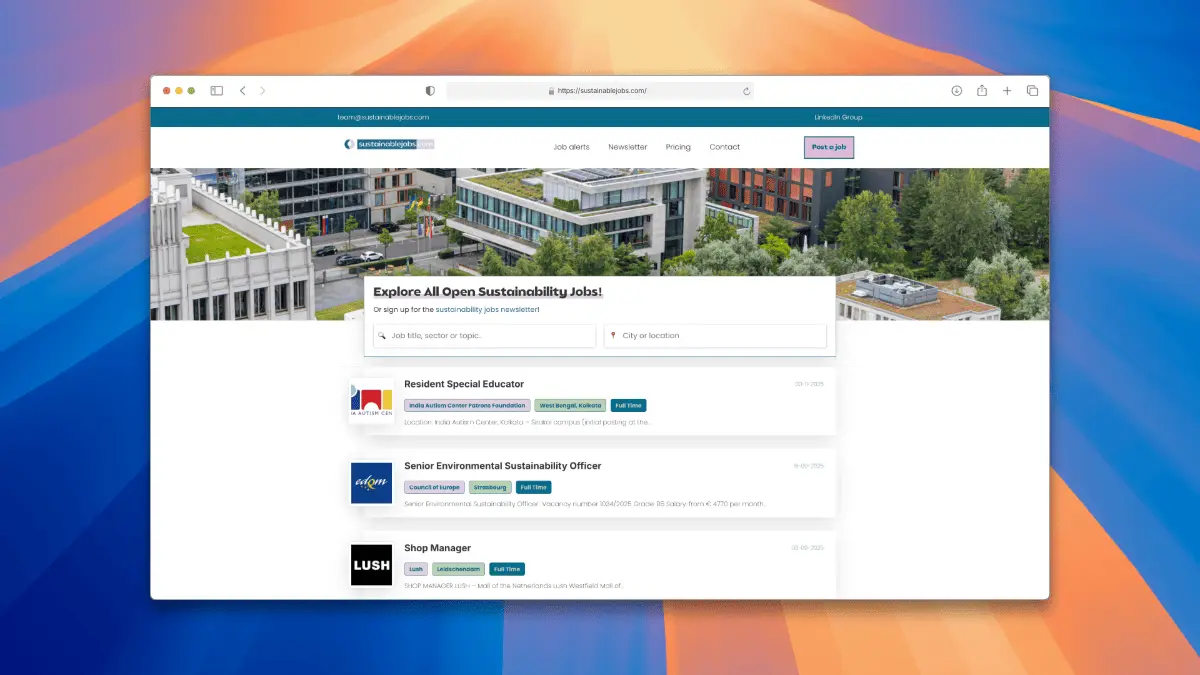 Screenshot 1 of Sustainablejobs.com